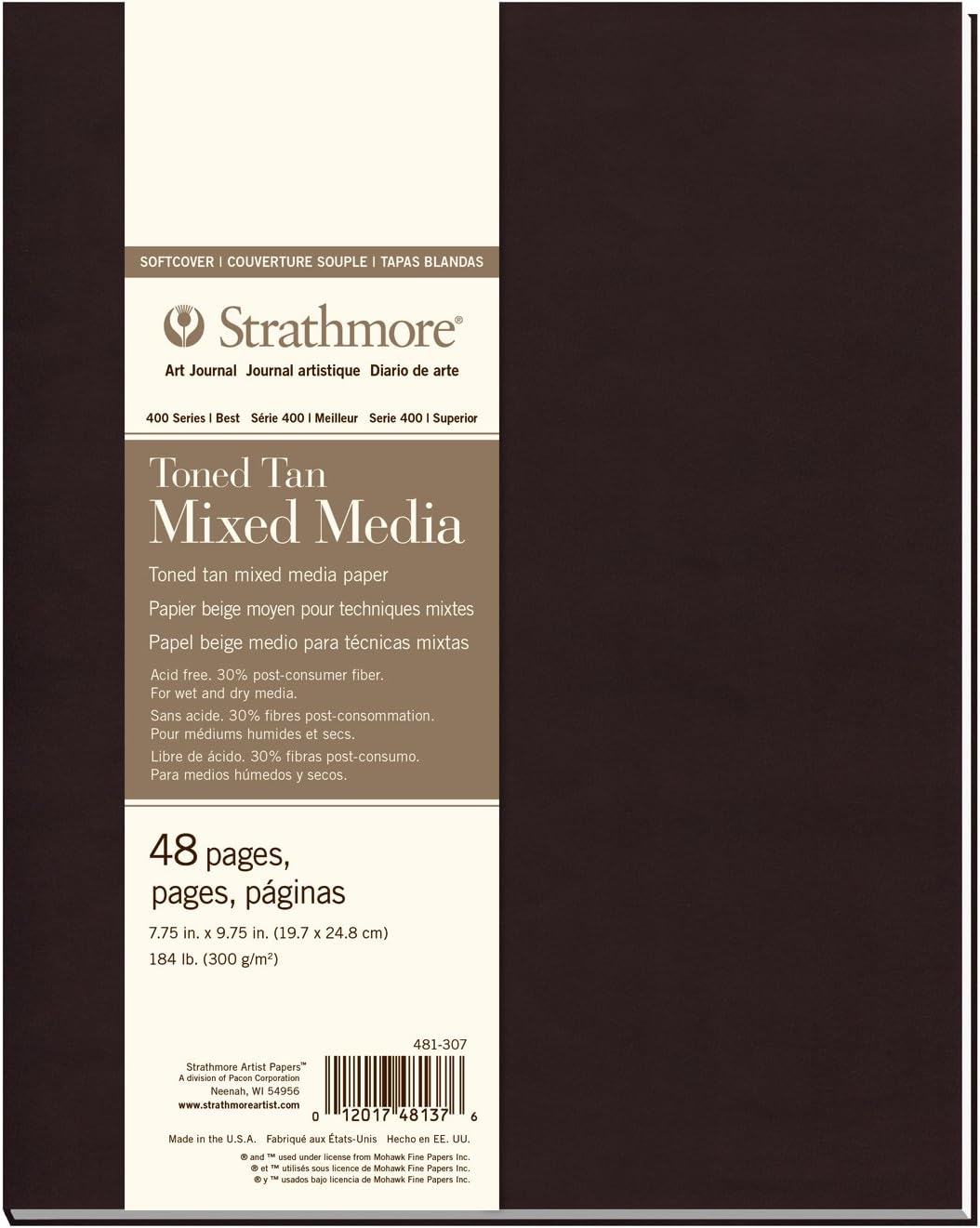 230816082920340_1 Strathmore 483-7 Softcover Watercolor Art Journal, 7.75" x 9.75", White, 24 Sheets - Image 1